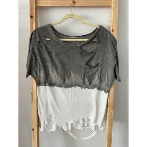 BSB Jeans Destroyed Tie Dye Pocket Top Grey White ( XS )